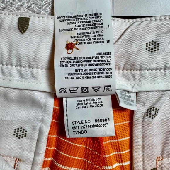 NWT Puma Boys Dry Cell Bermuda Golf Shorts Vibrant Orange & White Plaid Size M - Picture 8 of 8